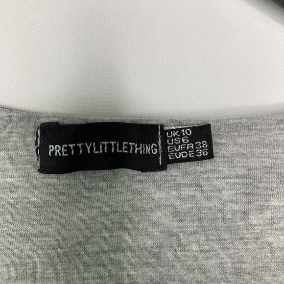 PrettyLittleThing Shape Grey Jersey Ruched Long Sleeve Bodysuite Size Medium - Picture 8 of 8